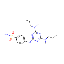 CCCN(C)c1nc(Nc2ccc(S(N)(=O)=O)cc2)nc(N(C)CCC)n1 ZINC000028467218