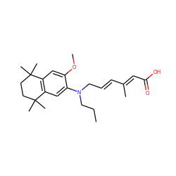 CCCN(C/C=C/C(C)=C/C(=O)O)c1cc2c(cc1OC)C(C)(C)CCC2(C)C ZINC000053267943