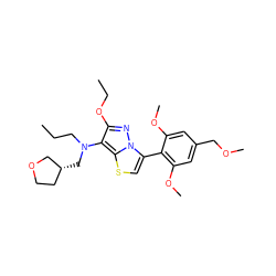 CCCN(C[C@@H]1CCOC1)c1c(OCC)nn2c(-c3c(OC)cc(COC)cc3OC)csc12 ZINC000096172618