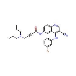 CCCN(CC#CC(=O)Nc1ccc2ncc(C#N)c(Nc3cccc(Br)c3)c2c1)CCC ZINC000013492803