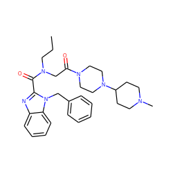 CCCN(CC(=O)N1CCN(C2CCN(C)CC2)CC1)C(=O)c1nc2ccccc2n1Cc1ccccc1 ZINC000040949303