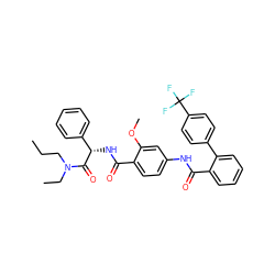 CCCN(CC)C(=O)[C@@H](NC(=O)c1ccc(NC(=O)c2ccccc2-c2ccc(C(F)(F)F)cc2)cc1OC)c1ccccc1 ZINC000036184529