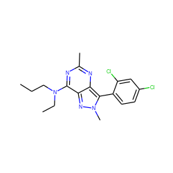 CCCN(CC)c1nc(C)nc2c(-c3ccc(Cl)cc3Cl)n(C)nc12 ZINC000013445123