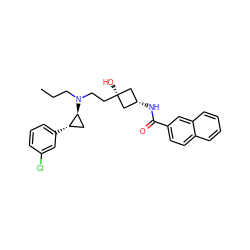 CCCN(CC[C@]1(O)C[C@@H](NC(=O)c2ccc3ccccc3c2)C1)[C@H]1C[C@@H]1c1cccc(Cl)c1 ZINC000169345301