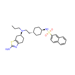 CCCN(CC[C@H]1CC[C@H](NS(=O)(=O)c2ccc3ccccc3c2)CC1)[C@H]1CCc2nc(N)sc2C1 ZINC000254132997