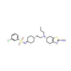 CCCN(CC[C@H]1CC[C@H](NS(=O)(=O)c2cccc(Cl)c2)CC1)[C@H]1CCc2nc(N)sc2C1 ZINC000254086159