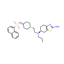 CCCN(CC[C@H]1CC[C@H](NS(=O)(=O)c2cccc3ccccc23)CC1)[C@H]1CCc2nc(N)sc2C1 ZINC000254132358