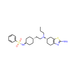 CCCN(CC[C@H]1CC[C@H](NS(=O)(=O)c2ccccc2)CC1)[C@H]1CCc2nc(N)sc2C1 ZINC000261119158