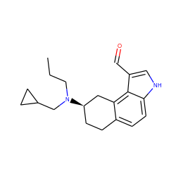 CCCN(CC1CC1)[C@@H]1CCc2ccc3[nH]cc(C=O)c3c2C1 ZINC000012356089