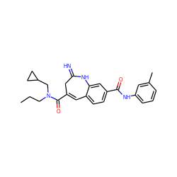 CCCN(CC1CC1)C(=O)C1=Cc2ccc(C(=O)Nc3cccc(C)c3)cc2NC(=N)C1 ZINC001772570058