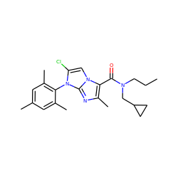 CCCN(CC1CC1)C(=O)c1c(C)nc2n(-c3c(C)cc(C)cc3C)c(Cl)cn12 ZINC000049052728