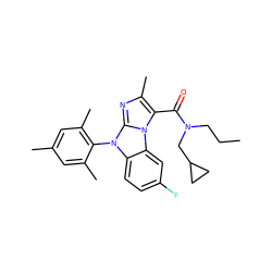 CCCN(CC1CC1)C(=O)c1c(C)nc2n(-c3c(C)cc(C)cc3C)c3ccc(F)cc3n12 ZINC000028468962