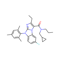 CCCN(CC1CC1)C(=O)c1c(CC)nc2n(-c3c(C)cc(C)cc3C)c3ccc(F)cc3n12 ZINC000028462581