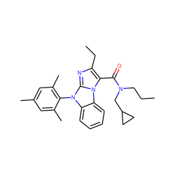 CCCN(CC1CC1)C(=O)c1c(CC)nc2n(-c3c(C)cc(C)cc3C)c3ccccc3n12 ZINC000028458887