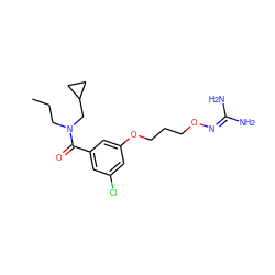 CCCN(CC1CC1)C(=O)c1cc(Cl)cc(OCCCON=C(N)N)c1 ZINC000027207670