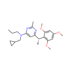 CCCN(CC1CC1)c1cc([C@@H](C)c2c(OC)cc(OC)cc2OC)nc(C)n1 ZINC000028369128