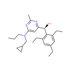 CCCN(CC1CC1)c1cc([C@@H](O)c2c(CC)cc(CC)cc2CC)nc(C)n1 ZINC000028360890