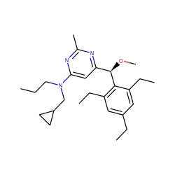 CCCN(CC1CC1)c1cc([C@@H](OC)c2c(CC)cc(CC)cc2CC)nc(C)n1 ZINC000028352698