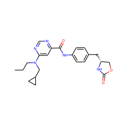 CCCN(CC1CC1)c1cc(C(=O)Nc2ccc(C[C@@H]3COC(=O)N3)cc2)ncn1 ZINC000142320721