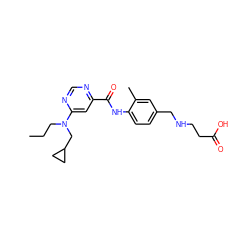 CCCN(CC1CC1)c1cc(C(=O)Nc2ccc(CNCCC(=O)O)cc2C)ncn1 ZINC000143311770