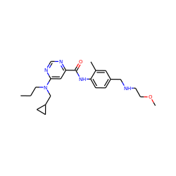 CCCN(CC1CC1)c1cc(C(=O)Nc2ccc(CNCCOC)cc2C)ncn1 ZINC000144474728