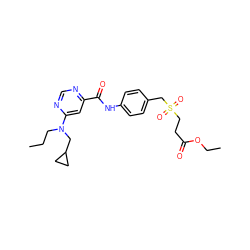 CCCN(CC1CC1)c1cc(C(=O)Nc2ccc(CS(=O)(=O)CCC(=O)OCC)cc2)ncn1 ZINC000166798684