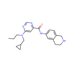 CCCN(CC1CC1)c1cc(C(=O)Nc2ccc3c(c2)CCNC3)ncn1 ZINC000146505835