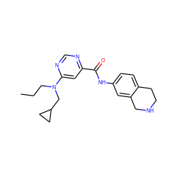 CCCN(CC1CC1)c1cc(C(=O)Nc2ccc3c(c2)CNCC3)ncn1 ZINC000145150602