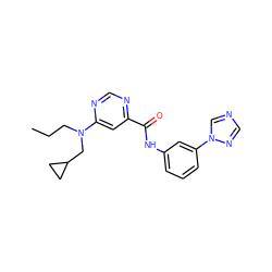 CCCN(CC1CC1)c1cc(C(=O)Nc2cccc(-n3cncn3)c2)ncn1 ZINC000144633797