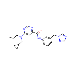 CCCN(CC1CC1)c1cc(C(=O)Nc2cccc(Cn3cncn3)c2)ncn1 ZINC000143806321