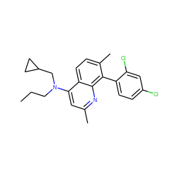 CCCN(CC1CC1)c1cc(C)nc2c(-c3ccc(Cl)cc3Cl)c(C)ccc12 ZINC000013553463