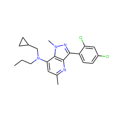 CCCN(CC1CC1)c1cc(C)nc2c(-c3ccc(Cl)cc3Cl)nn(C)c12 ZINC000013553389