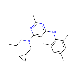 CCCN(CC1CC1)c1cc(Nc2c(C)cc(C)cc2C)nc(C)n1 ZINC000013759982