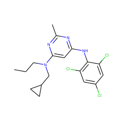 CCCN(CC1CC1)c1cc(Nc2c(Cl)cc(Cl)cc2Cl)nc(C)n1 ZINC000013759977