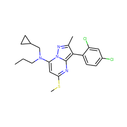 CCCN(CC1CC1)c1cc(SC)nc2c(-c3ccc(Cl)cc3Cl)c(C)nn12 ZINC000027197901