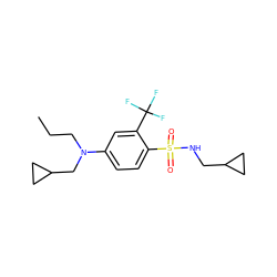 CCCN(CC1CC1)c1ccc(S(=O)(=O)NCC2CC2)c(C(F)(F)F)c1 ZINC000144653031