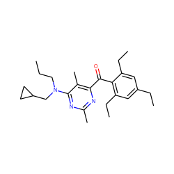 CCCN(CC1CC1)c1nc(C)nc(C(=O)c2c(CC)cc(CC)cc2CC)c1C ZINC000001545460