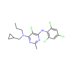 CCCN(CC1CC1)c1nc(C)nc(Nc2c(Cl)cc(Cl)cc2Cl)c1Cl ZINC000002511843