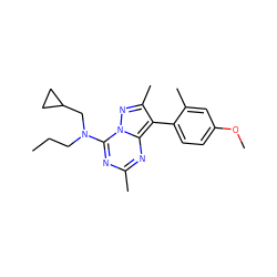 CCCN(CC1CC1)c1nc(C)nc2c(-c3ccc(OC)cc3C)c(C)nn12 ZINC000040917953