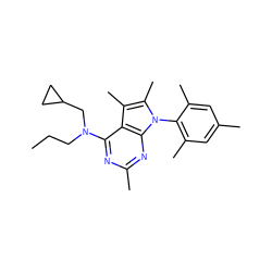 CCCN(CC1CC1)c1nc(C)nc2c1c(C)c(C)n2-c1c(C)cc(C)cc1C ZINC000013836043