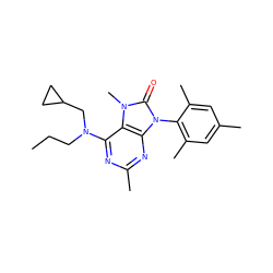 CCCN(CC1CC1)c1nc(C)nc2c1n(C)c(=O)n2-c1c(C)cc(C)cc1C ZINC000028016051