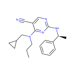 CCCN(CC1CC1)c1nc(N[C@@H](C)c2ccccc2)ncc1C#N ZINC000040917749