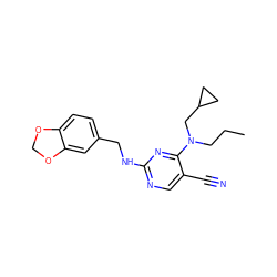 CCCN(CC1CC1)c1nc(NCc2ccc3c(c2)OCO3)ncc1C#N ZINC000040917398