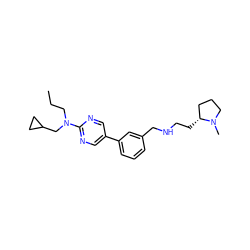 CCCN(CC1CC1)c1ncc(-c2cccc(CNCC[C@@H]3CCCN3C)c2)cn1 ZINC000045167982