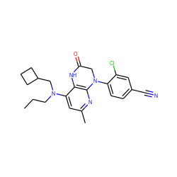 CCCN(CC1CCC1)c1cc(C)nc2c1NC(=O)CN2c1ccc(C#N)cc1Cl ZINC000013584792