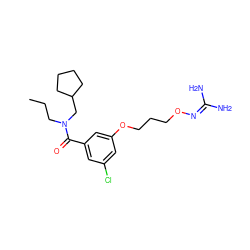 CCCN(CC1CCCC1)C(=O)c1cc(Cl)cc(OCCCON=C(N)N)c1 ZINC000027207259