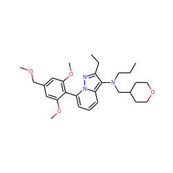 CCCN(CC1CCOCC1)c1c(CC)nn2c(-c3c(OC)cc(COC)cc3OC)cccc12 ZINC000084740193