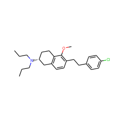 CCCN(CCC)[C@@H]1CCc2c(ccc(CCc3ccc(Cl)cc3)c2OC)C1 ZINC000027407133