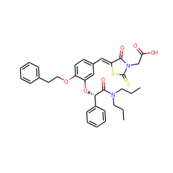 CCCN(CCC)C(=O)[C@@H](Oc1cc(/C=C2\SC(=S)N(CC(=O)O)C2=O)ccc1OCCc1ccccc1)c1ccccc1 ZINC000028359781