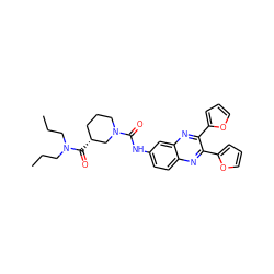 CCCN(CCC)C(=O)[C@@H]1CCCN(C(=O)Nc2ccc3nc(-c4ccco4)c(-c4ccco4)nc3c2)C1 ZINC000028702996